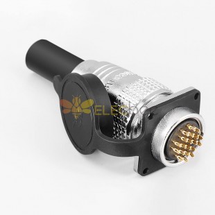 Female Plug and Male Socket 4 Hole Square Flange TP28 20 Pin Aviation Wire Cable Connector