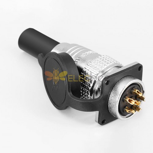 TP28 6 Pin Aviation Connector Female Male Connector Solder Cup 4 Hole Flange Mount Straight