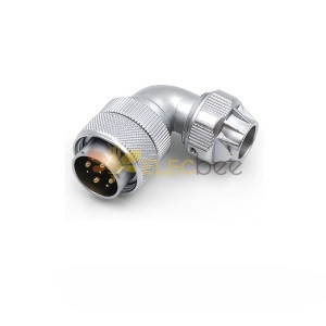 Aviation Waterproof WF24 Connector 9pin TU Male Plug with metal clamping-nut Angled back shell Connector