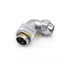 Male Plug 3pin IP65 Plug with Angled shell and Metal cable Clamping-nut WF24 TU Plug Waterproof Connector