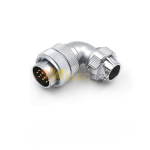 TU Male Plug WF24-12pin IP65 Plug with Angled back shell and Metal Clamping-nut Waterproof Connector