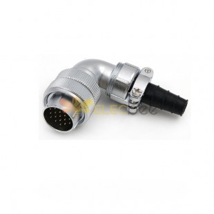 TV Male Plug WF24-19pin IP65 Plug with Angled back shell and cable Clamping plates Waterproof Connector