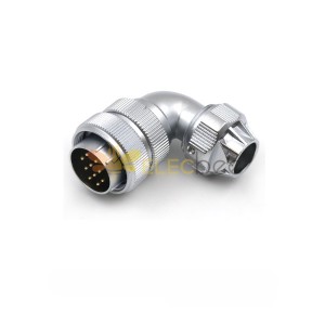 WF24-10pin TU Plug Male Plug with metal clamping-nut Right Angle Waterproof Aviation Connector