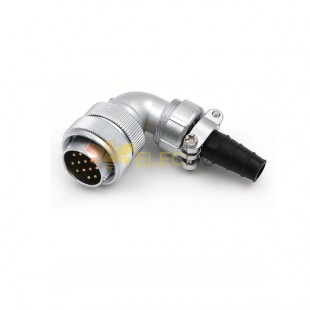 WF24/12pin Plug TV Male Plug with Angled back shell and cable Clamping plates Aviation Connector