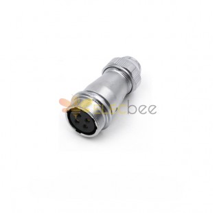 WF24-4pin Straight Jack with metal clamping-nut Female Receptacle ZE Jack Waterproof Circular Connector