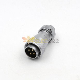 WF24-4pin TE Plug Male Plug with metal clamping-nut Straight Waterproof Aviation Connector