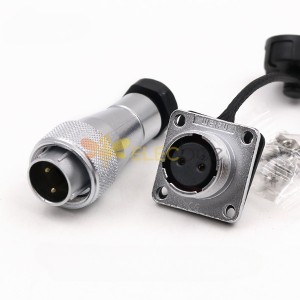 Aviation WF16-2pin TA+Z Straight Male Plug and Square Female Socket Waterproof Connector