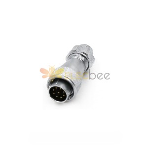 Male Plug 9pin IP67 Plug with Straight Metal cable Clamping-nut WF16 TE Plug Waterproof Connector
