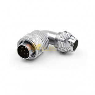 7pin TU Male Plug with Angled back shell and Metal Clamping-nut Plug WF20 Waterproof Connector