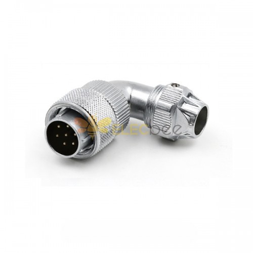 7pin TU Male Plug with Angled back shell and Metal Clamping-nut Plug WF20 Waterproof Connector
