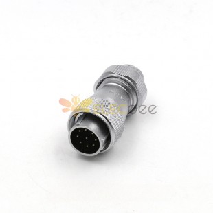Male Plug 9pin IP67 Plug with Straight Metal cable Clamping-nut WF20 TE Plug Waterproof Connector