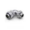 TU Male Plug WF20-4pin IP65 Plug with Angled back shell and Metal Clamping-nut Waterproof Connector