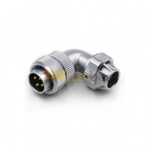 TU Male Plug WF20-4pin IP65 Plug with Angled back shell and Metal Clamping-nut Waterproof Connector