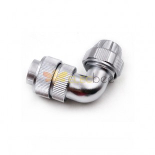 WF20 series TU Male Plug 9pin IP65 Plug with Angled back shell and Metal Clamping-nut Waterproof Connector