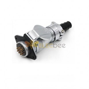 WF28/12pin TI+ZG Male Plug and Female Socket with Cap Panel Mount Flange Jack Waterproof Connector