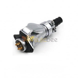 WF28-9pin Aviation Circular Connector TI+ZG 2-hole Flange Socket with Cap and Straight Male Plug Waterproof