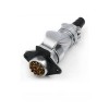 WF32/11pin TI+ZG Male Plug and 2-hole Female Flange Socket with Cap Waterproof Connector