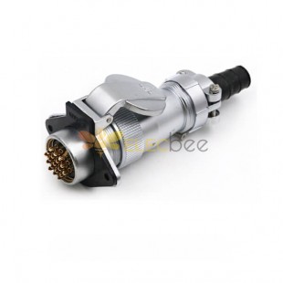 WF32-19pin TI/ZG 2-hole Flange Female Receptacle with Cap and Male Plug Aviation Connector