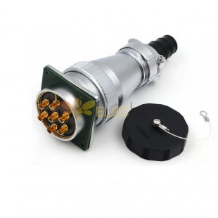 WF48-7 pin Aviation Circular Waterproof Connector Straight Cable TI+Z Male Plug and Female Square Socket