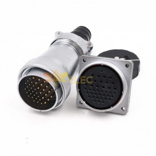 WF55-40pin Aviation Circular Waterproof Connector Straight Cable TI+Z Male Plug and Female Square Socket