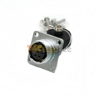 WS16 7pin Power Connector, Female connector Aviation High Voltage 4 Hole Flange Socket