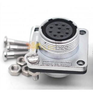 WS16 10pin Power Cable Connector, 4 Hole Flange Socket Aviation 500V High Voltage Connector