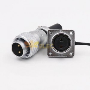 WS20 2PIN Metal Power Connector Electrical Waterproof Power Supply Plug Socket Aviation Bulkhead Connector 2PIN
