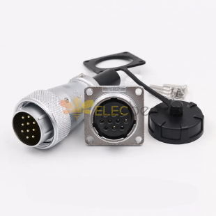 WS24 12Pin Square Flange 24mm Chassis Panel Mount Metal Aviation Circular Connector 10A/500V