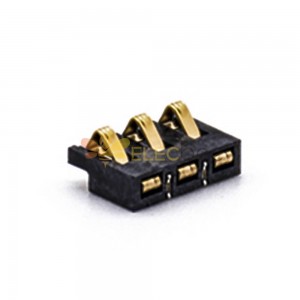 Conector de carregador de 3 pinos banhado a ouro 2.5PH PCB montagem horizontal conector de bateria