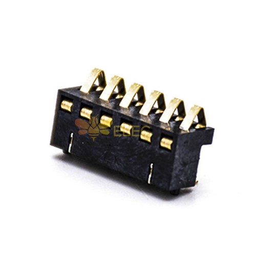 Battery Holder PCB Gold Plating 2.5PH 5.5H PCB Mount 6 Pin Horizontal Battery Connector