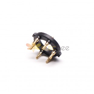 دائري Pogo Pin Connector 6 Pin Plug-in Type Gold Plating Brass 11MM Pitch insert Welded
