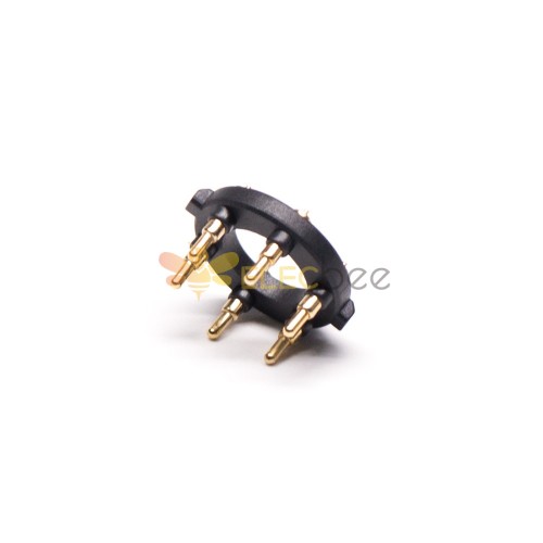 Circular Pogo Pin Connector 6 Pin Plug-in Type Gold Plating Brass 11MM Pitch Insert Welded