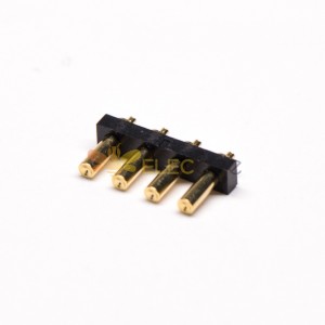 外螺紋 Pogo Pin 連接器單排多針系列 T 型黃銅 4 針 3MM 間距