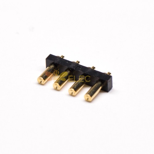 外螺纹 Pogo Pin 连接器单排多针系列 T 型黄铜 4 针 3MM 间距