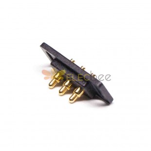 موصل Pogo Pin ، نوع التوصيل من سلسلة Multi Pin ، نحاسي ، طلاء ذهبي ، 3 سنون ، 2.5 خطوة ، صف واحد