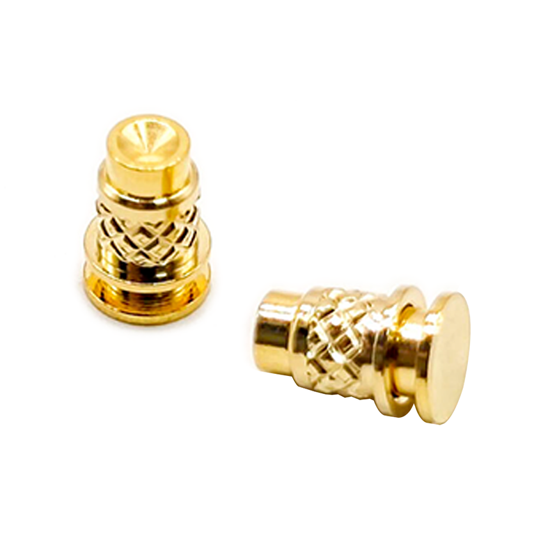 SMT Pogo Pin 触点异形镀镍插件黄铜直式单芯焊锡