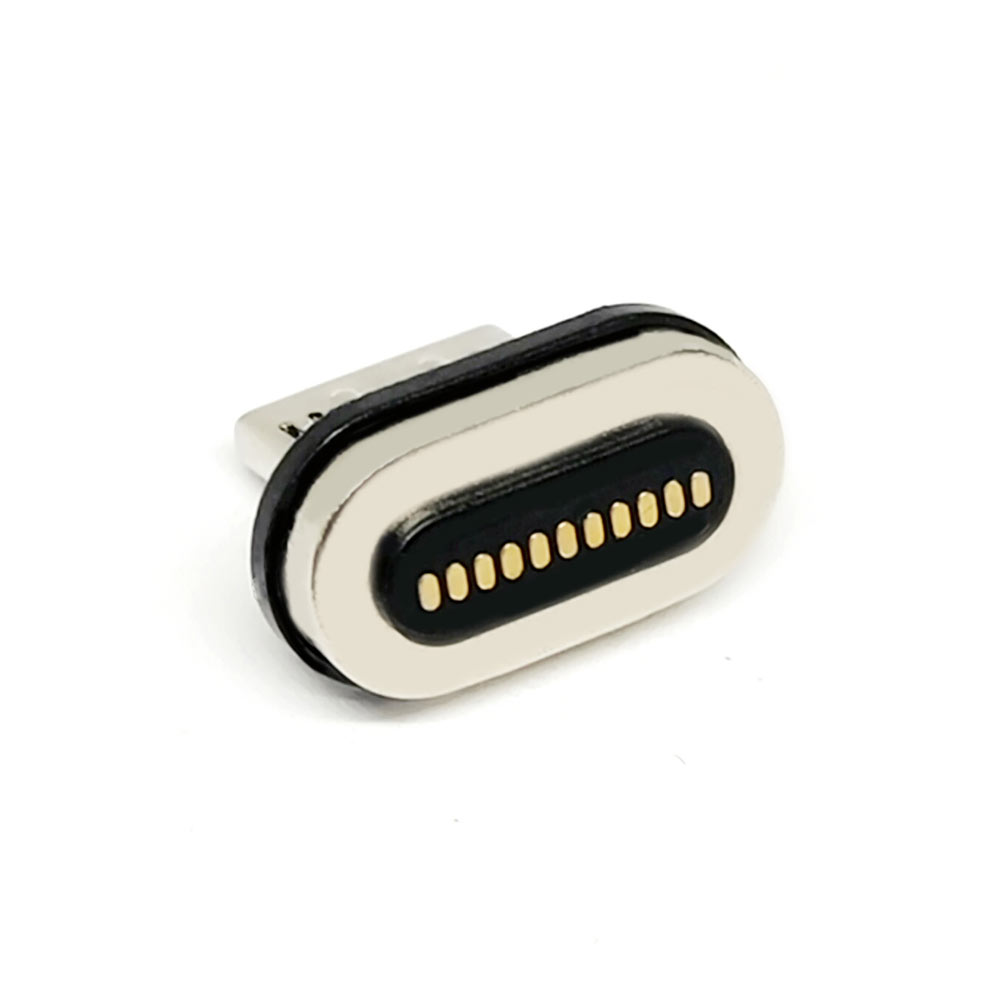 Conector micro macho magnético de formato oval de 11 pinos com interface de carregamento rápido para fornecimento de energia confiável