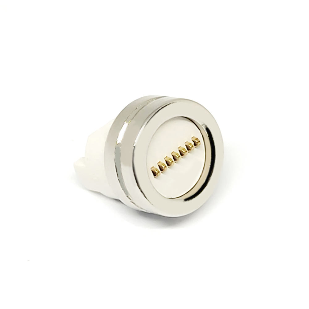 Vertical Mounting 7-Pin SMT Round Magnetic Connector with 7mm Line End for PCB Boards