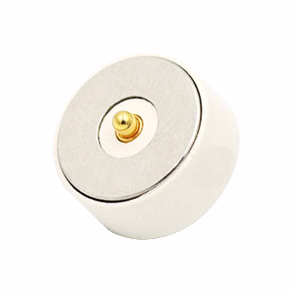 White Circular 2Pin Magnetic Connector 10mm Magnetic Head