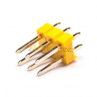 10pcs cabeçalho pin em linha reta através do buraco 2X3 Double Row Yellow Plastic