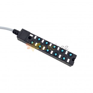 M8 Splitter Compact 10 Ports Single Channel NPN LED Indication Cable PUR/PVC Gray 1M