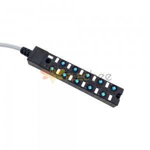 M8 スプリッタ コンパクト 10 ポート シングル チャネル NPN LED 表示ケーブル PUR/PVC グレー 2M