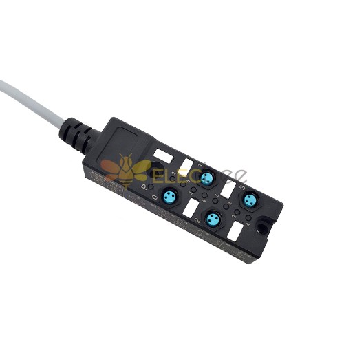 Répartiteur M8 compact 4 ports monocanal NPN câble d\'indication LED PUR/PVC gris 7M