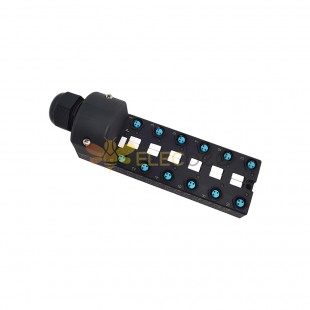 M8 splitter wide body 12 ports single channel NPN LED indication PCB interface with junction box 2M