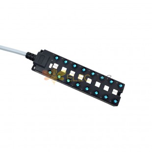 Répartiteur M8 à corps large, 16 Ports, canal unique, câble d'indication LED NPN, PUR/PVC gris, 10M
