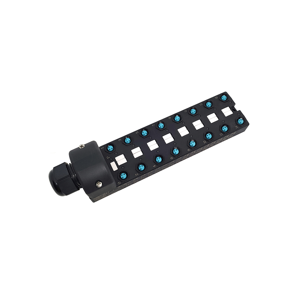 M8 Splitter Wide Body 16 Ports Single Channel NPN LED Indication PCB Interface