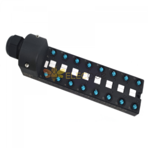 M8 splitter wide body 16 ports single channel NPN LED indication PCB interface with junction box 10M