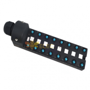M8 splitter wide body 16 ports single channel PNP LED indication PCB interface with junction box 5M