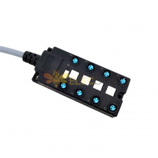 M8分配器宽体8端口 单通道NPN LED指示 电缆PUR/PVC灰色 10M