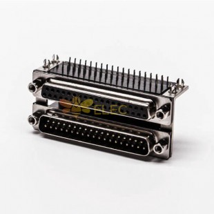 37针 D-Sub 孔型插座CD81型双层公对母弯式连接器接PCB板